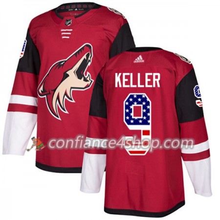 Adidas Maillot de Hockey Arizona Coyotes Clayton Keller 9 2017-2018 Rouge USA Flag Fashion Authentic - Homme